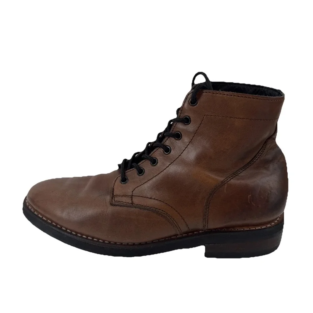 Thursday Everyday Captain Boots Men 9 Brown Leather Cap Toe Lace Up Ankle